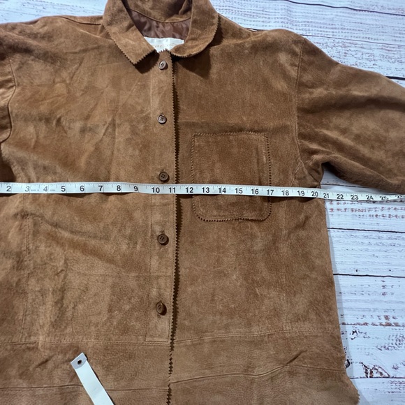 ❗️vintage❗️leather shirt shacket brown 100% leather cuir medium Margaret Godfrey - Picture 3 of 8